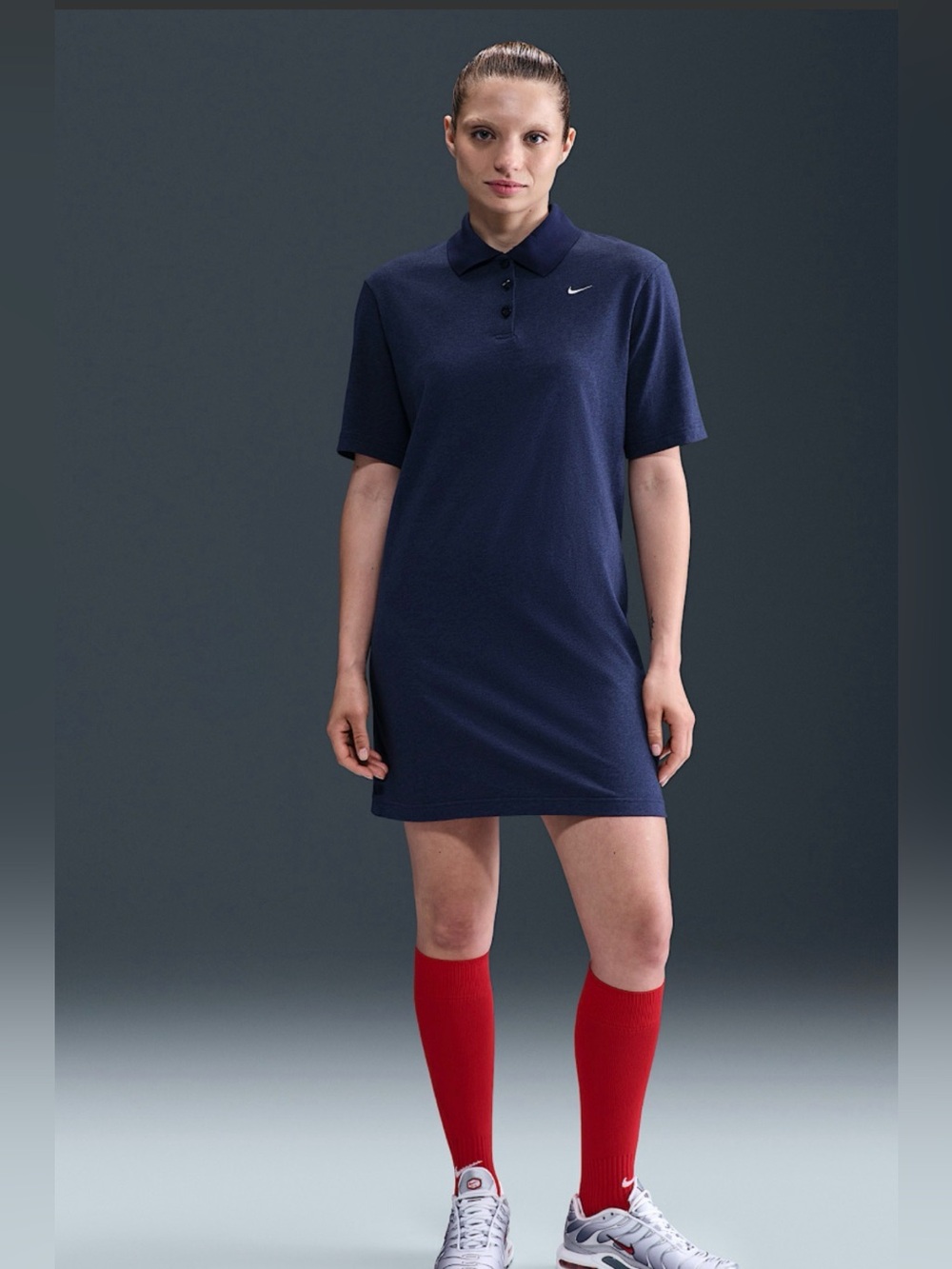Nike Dri-Fit Polo Dress Womens Size S Golf Navy Blue Pockets Short Sleeve Preppy